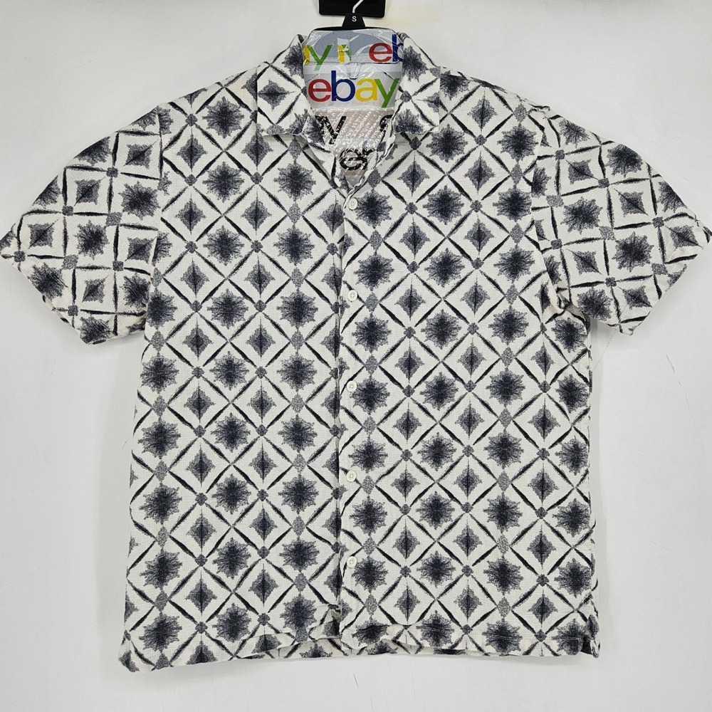Common People Shirt‎ Mens Large Short Sleeve Button Up Casual Preppy Geometric